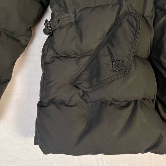 Ralph Lauren Black Quilted Down Puffer Coat Womens Large Removable Fur Trim - Picture 4 of 12